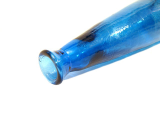 blue vase or bottle over white background