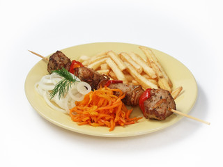 shish kebab from meat with sweet pepper