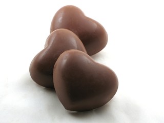 three chocolate hearts