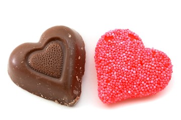 candy and chocolate hearts