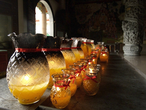 lamps at buddhist temple