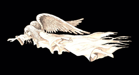 stock illustration of vintage guardian angel