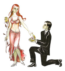 stock illustration of marriage proposal