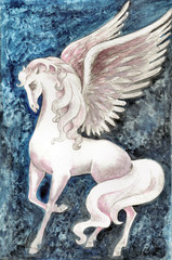 stock illustration of white pegasus