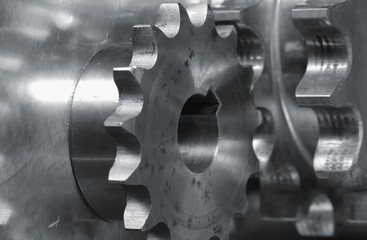 close-up of gears in action