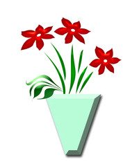 red flowers in green vase