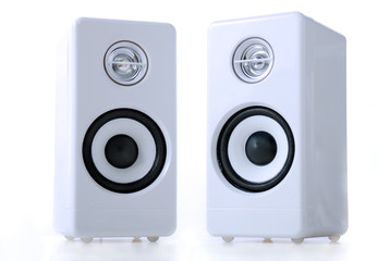 white speakers