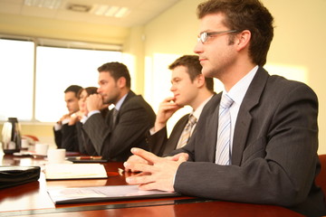 conference, group of five business people