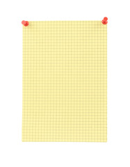 yellow blank thumbtacked squared paper page