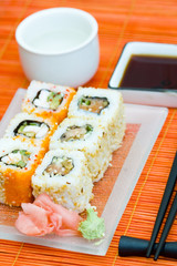 sushi (rolls) on a plate