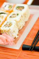 sushi (rolls) on a plate