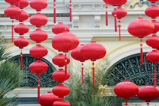 red chinese lanterns for year of the pig