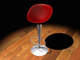 red metal bar stool