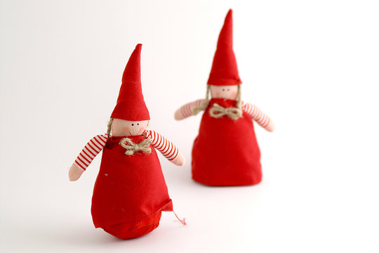 2 christmas cloth pixies