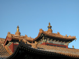 Fototapeta na wymiar fragment starożytnego chińskiego dachu świątyni został pekińska