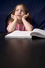 girl with study book