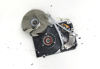 computer hard drive, broken
