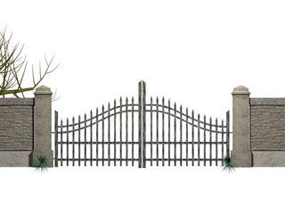 gate with bushes