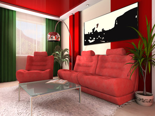 modern interior of a drawing room