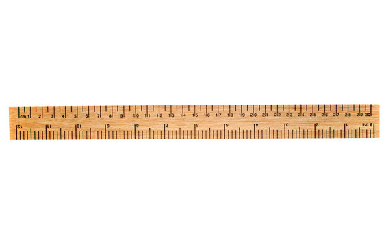 a 30 cm wooden ruler, isolated on a white backgrou
