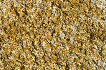 rough building granite stone covered in lichen.