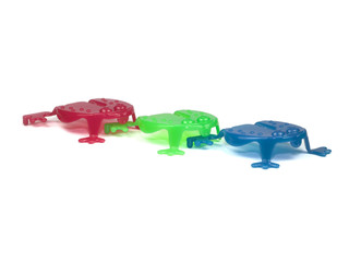 three friendly frogs