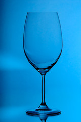 wineglass on blue