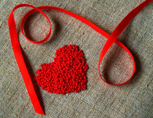 red ribbon and heart