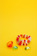 glass beads and bracelet