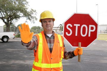 construction worker stop