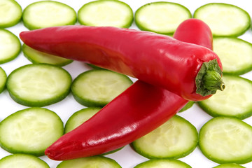 hot cayenne pepper and  cucumber