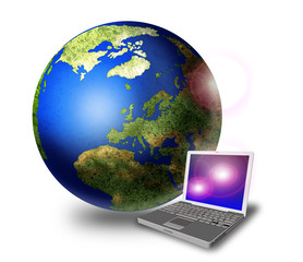 laptop with globe 07