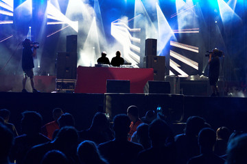 techno concert crowd