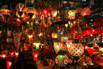 turkish lanterns on the grand bazaar in istanbul, - obrazy, fototapety, plakaty