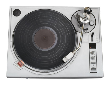 stylish turntable top view with disk (clipping pat