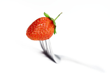 strawberry on fork