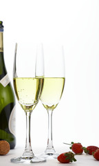 sparkling wine and strawberry
