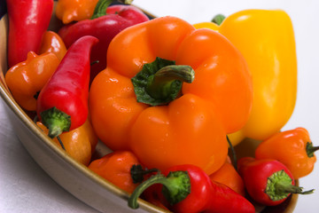 various peppers isolated over white