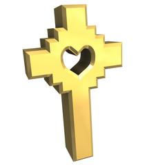 simbolo croce in oro con cuore