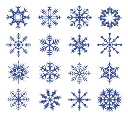 blue snowflakes on a white background.