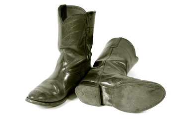 vielles bottes noir et blanc