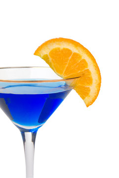 blue martini with orange slice