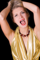 blond girl in stress