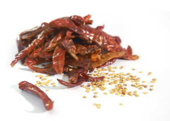 spices. red peppers with seeds