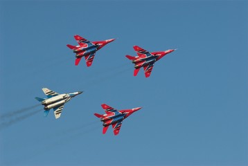 red and white jets