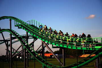 rollercoaster ride on motors in an amusement park
