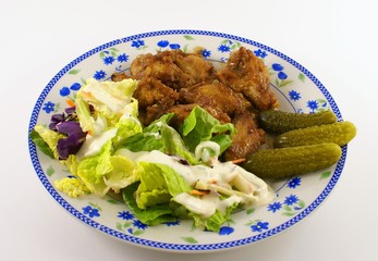 salad dressing with fried chicken legs