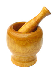 wooden mortar and pestle