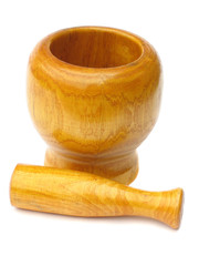 wooden mortar and pestle