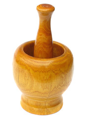 wooden mortar and pestle